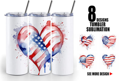 Tumbler Wrap Heart 4th of July Sublimation artnoy 