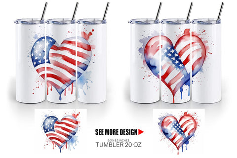 Tumbler Wrap Heart 4th of July Sublimation artnoy 