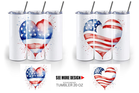 Tumbler Wrap Heart 4th of July Sublimation artnoy 