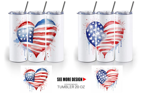 Tumbler Wrap Heart 4th of July Sublimation artnoy 