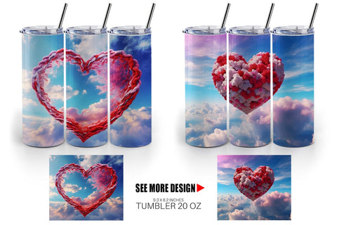 Tumbler Wrap Heart Clouds Sublimation artnoy 