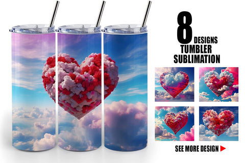 Tumbler Wrap Heart Clouds Sublimation artnoy 
