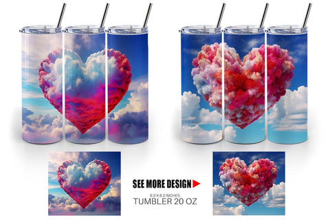 Tumbler Wrap Heart Clouds Sublimation artnoy 