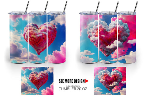 Tumbler Wrap Heart Clouds Sublimation artnoy 