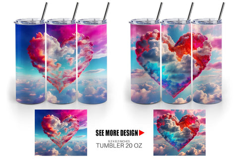 Tumbler Wrap Heart Clouds Sublimation artnoy 