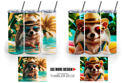 Tumbler Wrap Hedgehogs in Summer Sublimation artnoy 