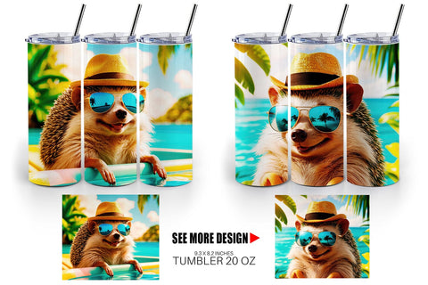 Tumbler Wrap Hedgehogs in Summer Sublimation artnoy 
