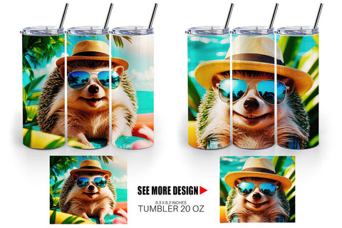Tumbler Wrap Hedgehogs in Summer Sublimation artnoy 