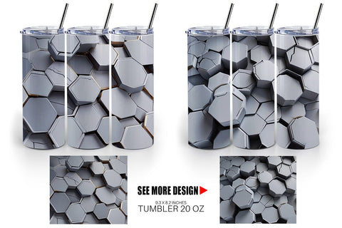 Tumbler Wrap Hexagonal Grid Sublimation artnoy 