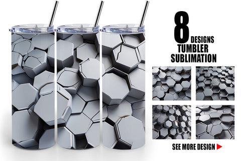 Tumbler Wrap Hexagonal Grid Sublimation artnoy 
