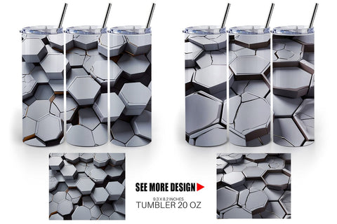 Tumbler Wrap Hexagonal Grid Sublimation artnoy 