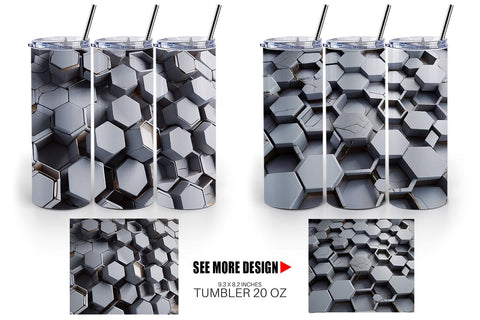 Tumbler Wrap Hexagonal Grid Sublimation artnoy 