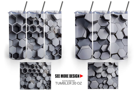 Tumbler Wrap Hexagonal Grid Sublimation artnoy 