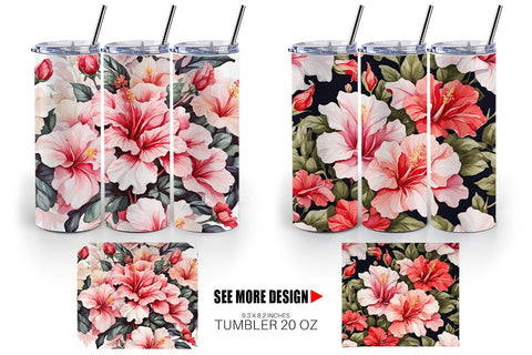 Tumbler Wrap Hibiscus Pattern Sublimation artnoy 