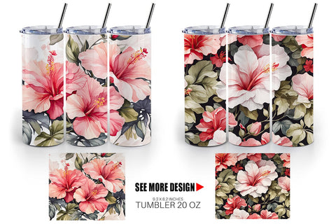Tumbler Wrap Hibiscus Pattern Sublimation artnoy 