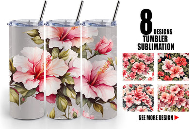 Tumbler Wrap Hibiscus Pattern Sublimation artnoy 