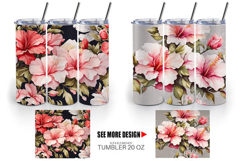 Tumbler Wrap Hibiscus Pattern Sublimation artnoy 
