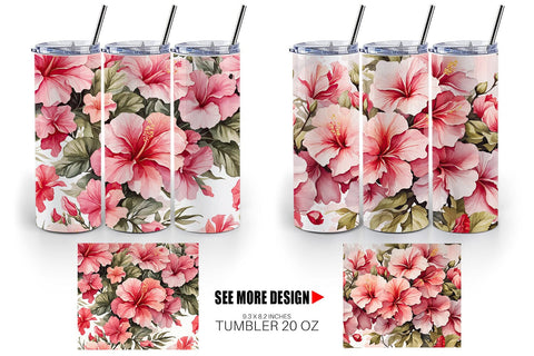 Tumbler Wrap Hibiscus Pattern Sublimation artnoy 