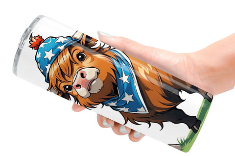 Tumbler Wrap Highland Cow 4th of July Sublimation artnoy 
