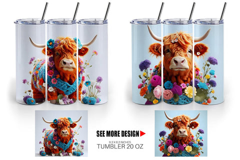 Tumbler Wrap Higland Cow Easter Sublimation artnoy 