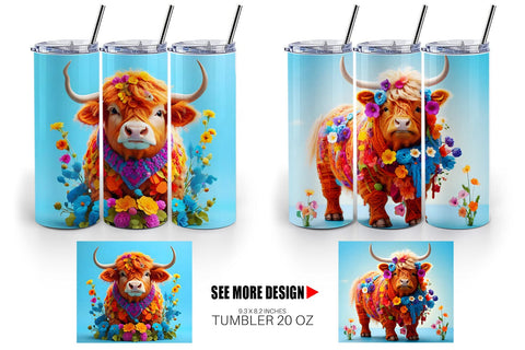 Tumbler Wrap Higland Cow Easter Sublimation artnoy 