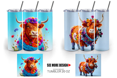 Tumbler Wrap Higland Cow Easter Sublimation artnoy 