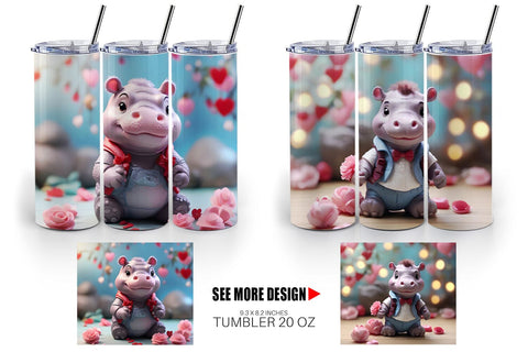 Tumbler Wrap Hippopotamus Valentine Sublimation artnoy 