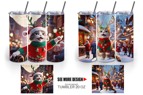 Tumbler Wrap Holiday Cat Christmas Sublimation artnoy 