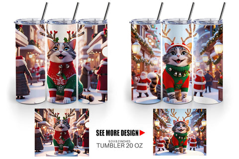 Tumbler Wrap Holiday Cat Christmas Sublimation artnoy 