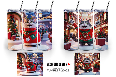Tumbler Wrap Holiday Cat Christmas Sublimation artnoy 