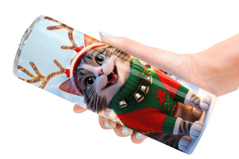 Tumbler Wrap Holiday Cat Christmas Sublimation artnoy 