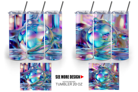 Tumbler Wrap Holographic Bubble Sublimation artnoy 
