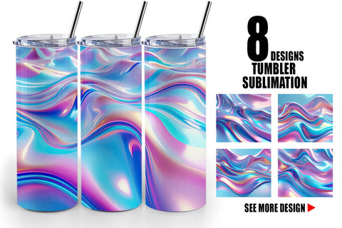 Tumbler Wrap Holographic Waves Sublimation artnoy 