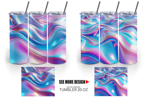 Tumbler Wrap Holographic Waves Sublimation artnoy 