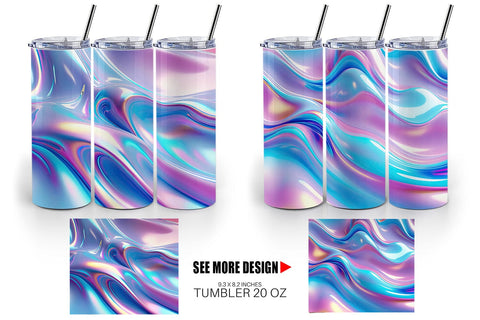 Tumbler Wrap Holographic Waves Sublimation artnoy 