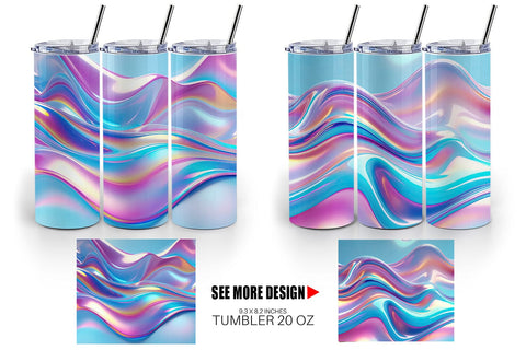 Tumbler Wrap Holographic Waves Sublimation artnoy 