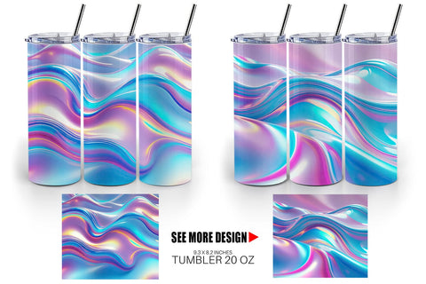 Tumbler Wrap Holographic Waves Sublimation artnoy 