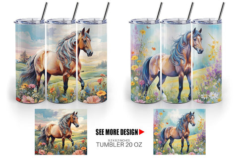 Tumbler Wrap Horse and Flower Sublimation artnoy 