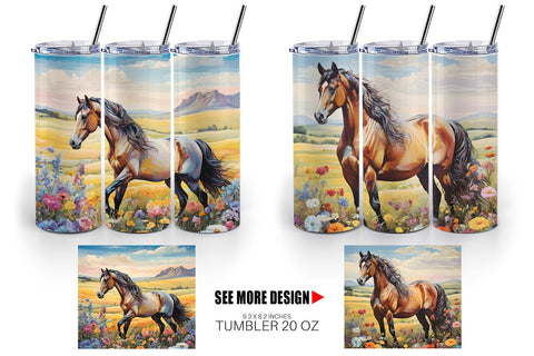 Tumbler Wrap Horse and Flower Sublimation artnoy 