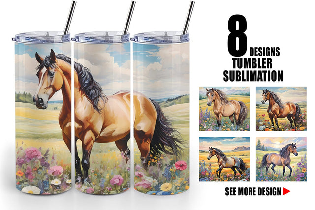Tumbler Wrap Horse and Flower Sublimation artnoy 