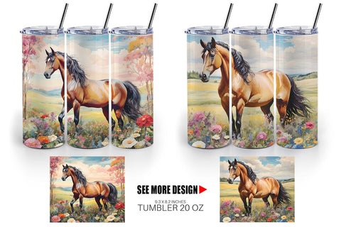 Tumbler Wrap Horse and Flower Sublimation artnoy 