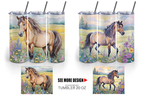 Tumbler Wrap Horse and Flower Sublimation artnoy 