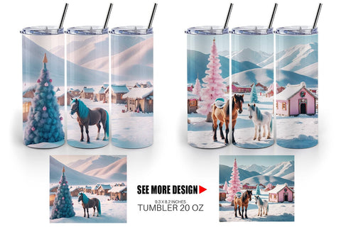 Tumbler Wrap Horse and Winter Landscape Sublimation artnoy 