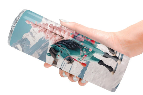 Tumbler Wrap Horse and Winter Landscape Sublimation artnoy 