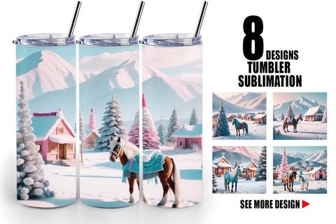 Tumbler Wrap Horse and Winter Landscape Sublimation artnoy 