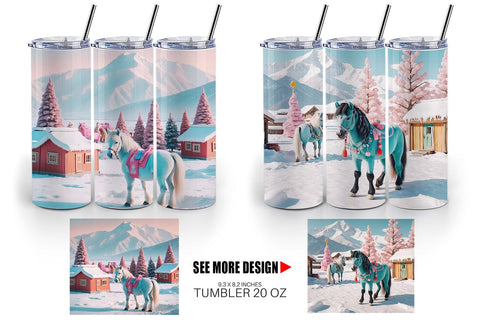 Tumbler Wrap Horse and Winter Landscape Sublimation artnoy 