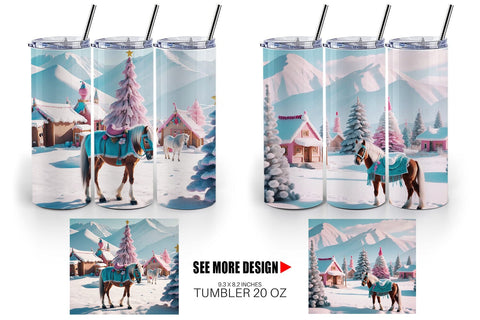 Tumbler Wrap Horse and Winter Landscape Sublimation artnoy 