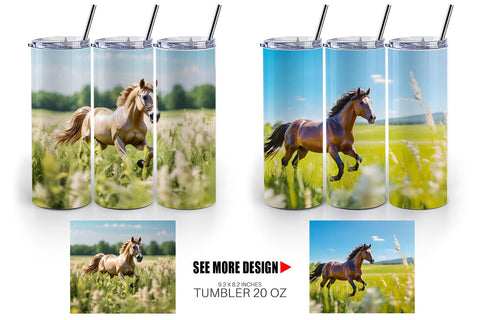 Tumbler Wrap Horse on Summer Day Sublimation artnoy 