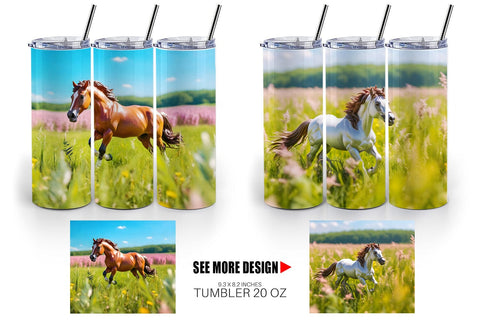Tumbler Wrap Horse on Summer Day Sublimation artnoy 