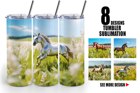 Tumbler Wrap Horse on Summer Day Sublimation artnoy 
